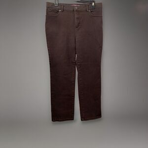 Gloria Vanderbilt Amanda Straight Leg Women's 12P Dark Brown Soft Denim Jeans